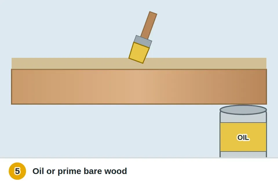 Brush applying linseed oil or primer to the bare wood of the rabbet so the new glazing compound doesn't dry out