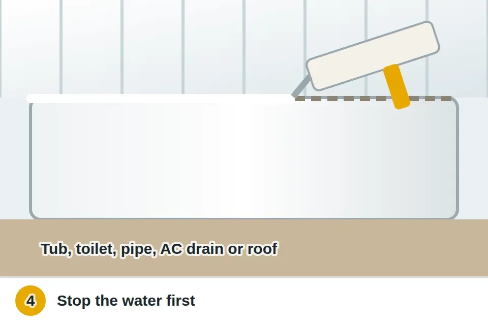 Fresh caulk being run along a tub edge, one of the common sources of a stain on the ceiling below