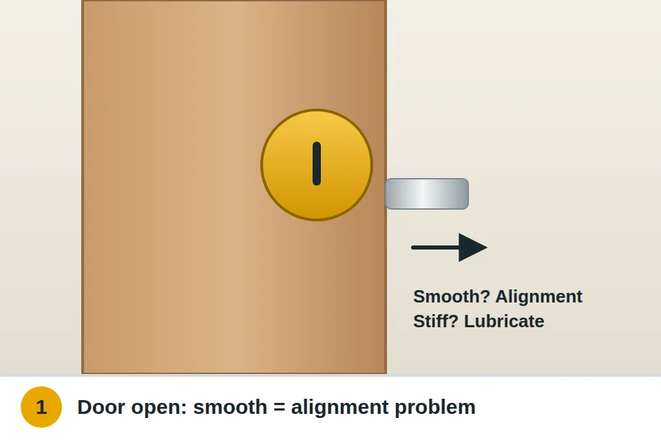 Deadbolt turned with the door open to see whether it moves smoothly or sticks