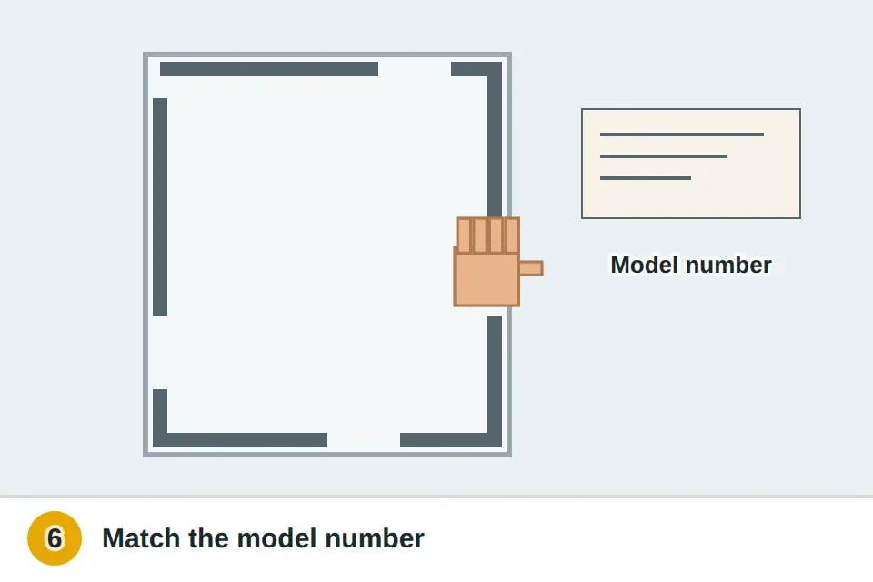New gasket pressed into the channel around a refrigerator door, one side at a time, with the model number label shown inside the fridge