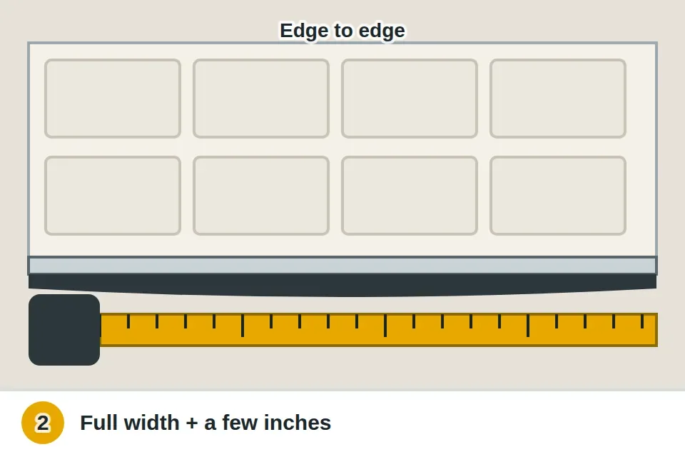 Tape measure stretched across the full width of the garage door, with a few extra inches added for trimming