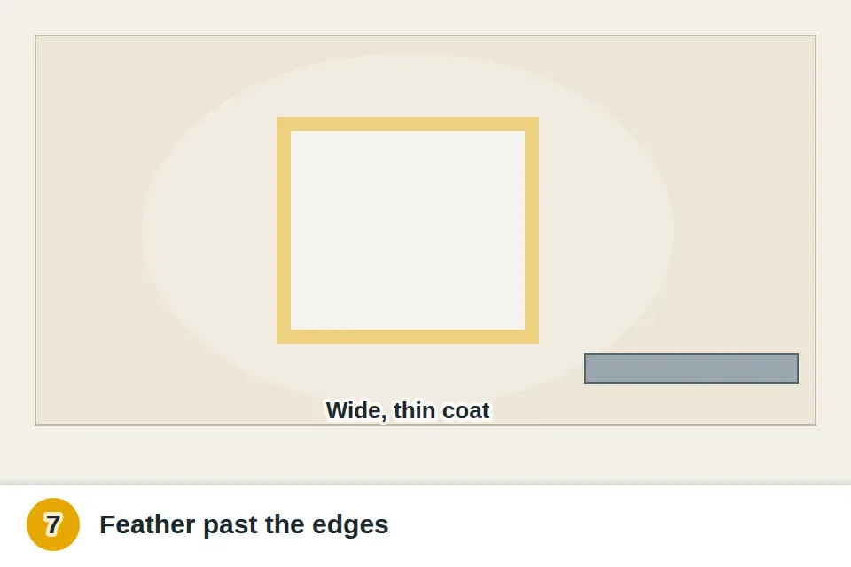 Mesh tape over the joints of the drywall patch and a thin finish coat of lightweight compound feathered several inches past the edges with a wide knife