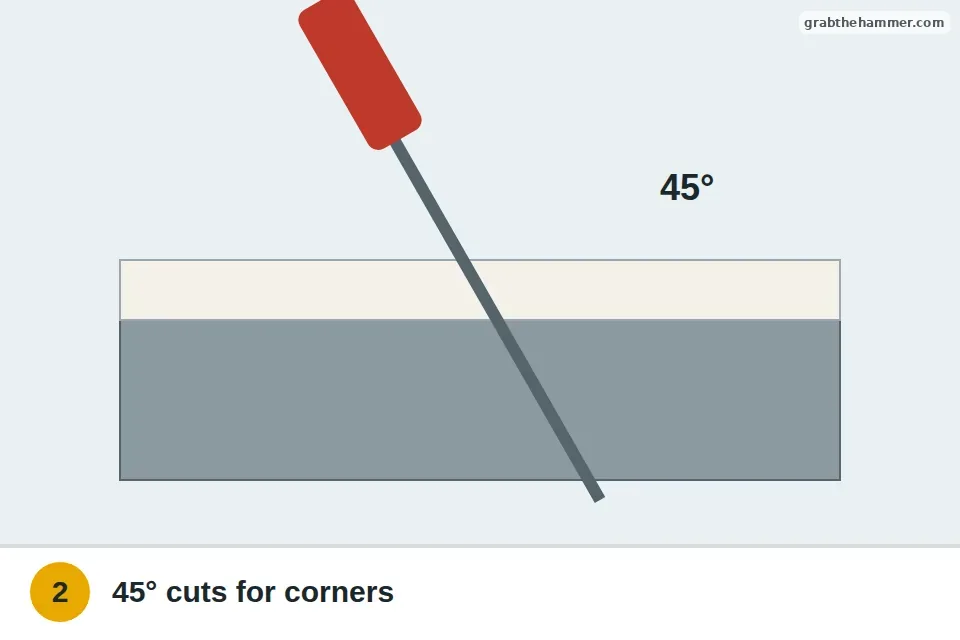 Quarter round held in a miter box and cut at 45 degrees