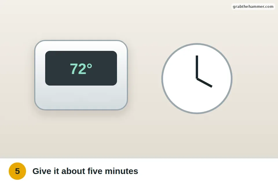 Clock showing about five minutes while the system waits to start after a setting change