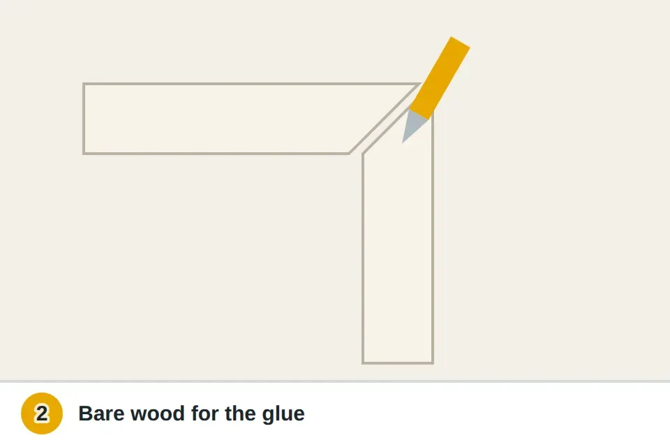 Utility knife scraping old caulk and loose paint out of an open trim miter