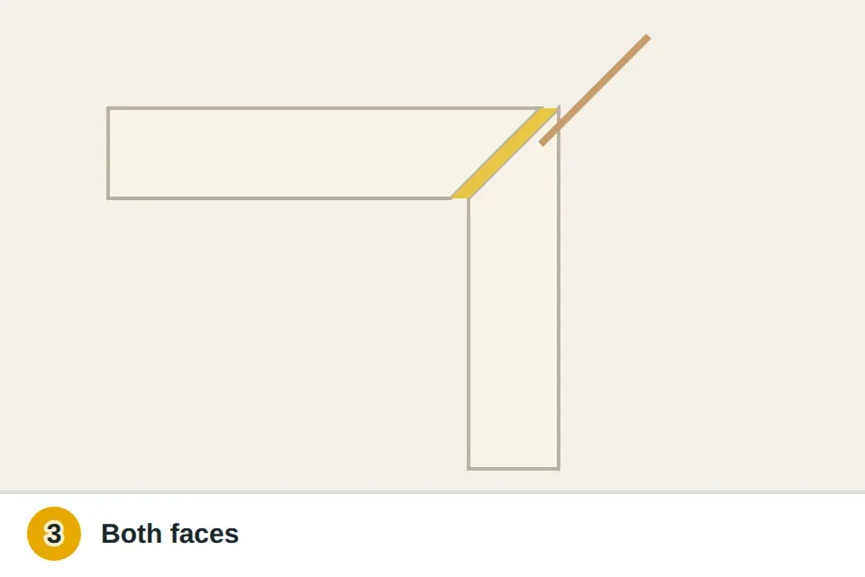 Toothpick working wood glue into both faces of an open trim miter