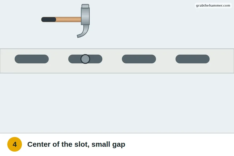 Nail driven into the center of a nailing slot, leaving a small gap under the head