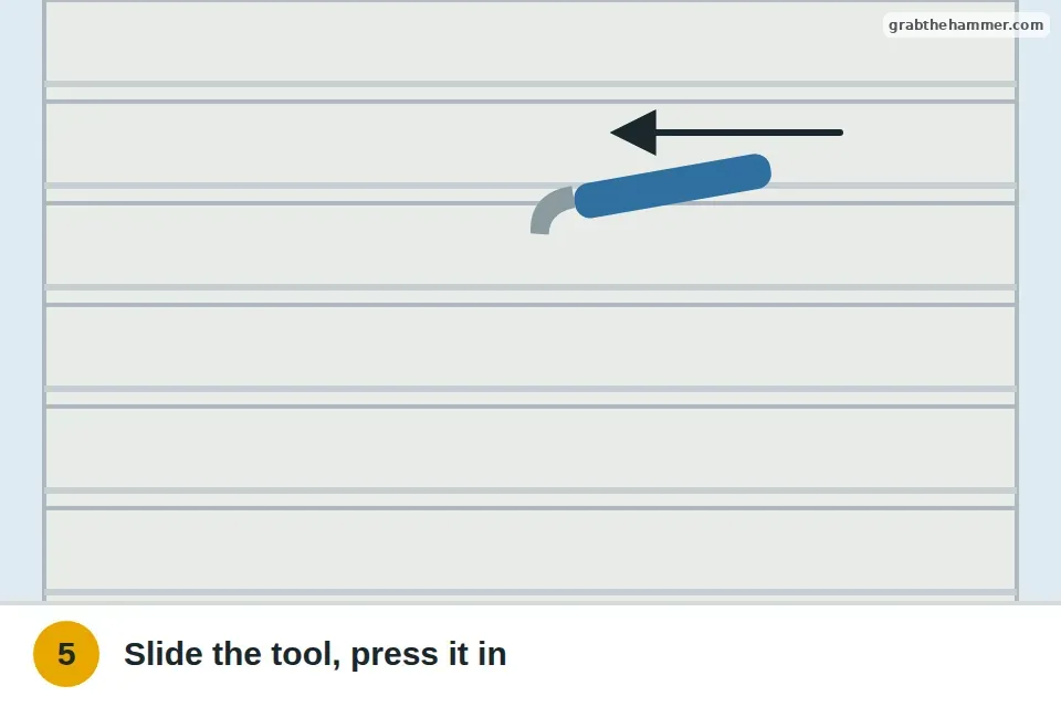 Zip tool sliding along the upper row's lip, pressing it onto the row below