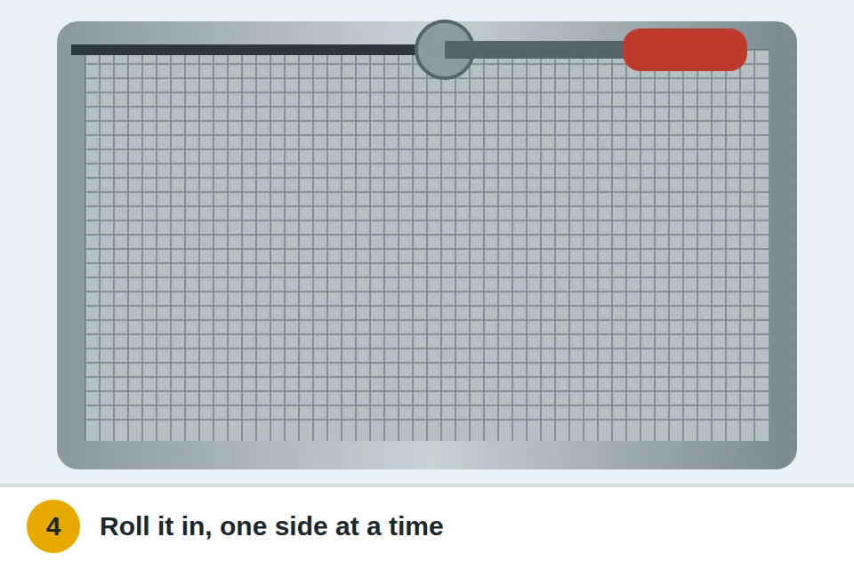 Spline roller pressing the rubber spline and mesh into the frame groove