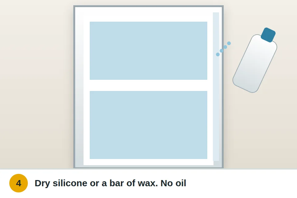 Dry silicone spray applied into a window's side channel